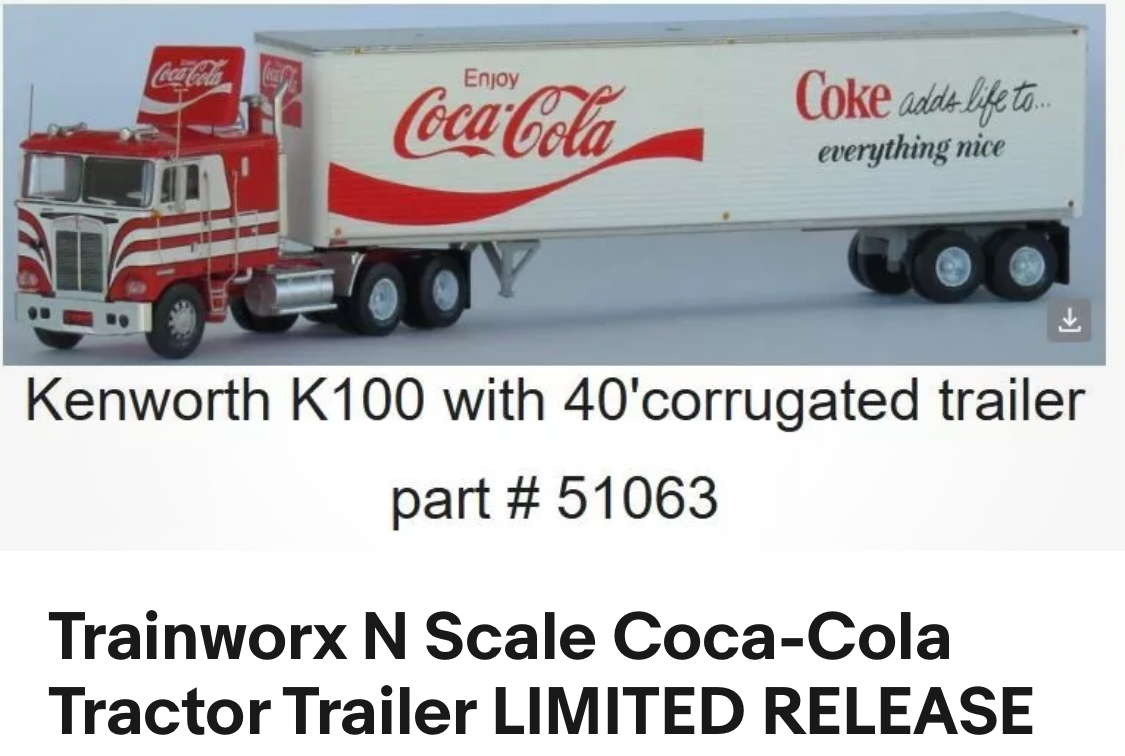 Trainworx N Scale Kenworth K100 & 40’ Trailer Coca-Cola