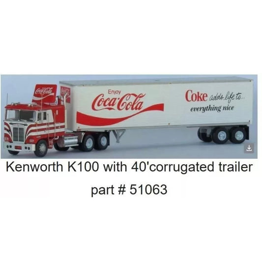 Trainworx N Scale Kenworth K100 & 40’ Trailer Coca-Cola